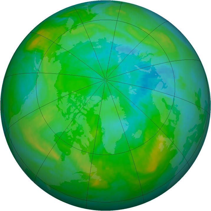 Arctic ozone map for 13 August 1985